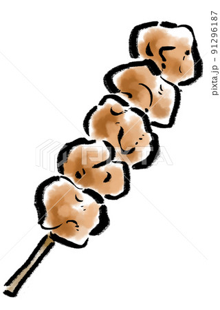 唐揚げ串(5個刺し)のイラスト 唐揚げ串(5個刺し)のイラスト 91296187