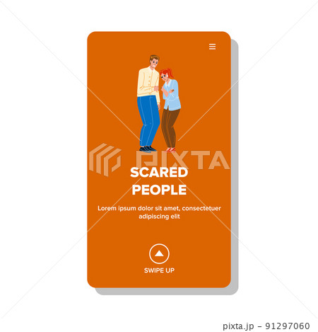 Scared People Couple Terrified In Panic Vector Scared People Couple Terrified In Panic Vector 91297060