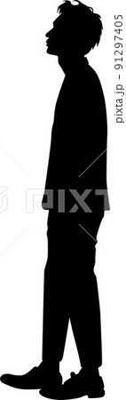 大人おしゃれシルエット3　横向き 91297405
