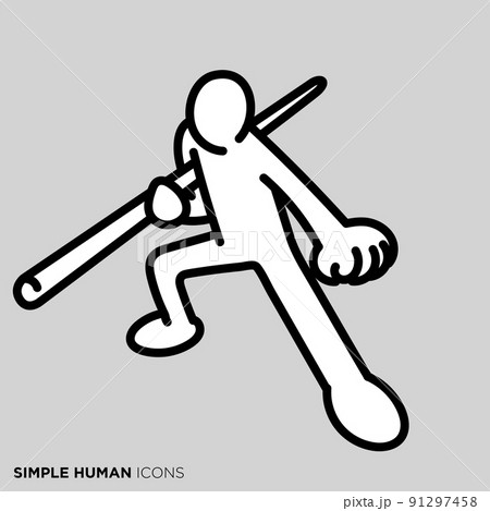 シンプルな人間のアイコンシリーズ　「格闘技：棒術」 91297458
