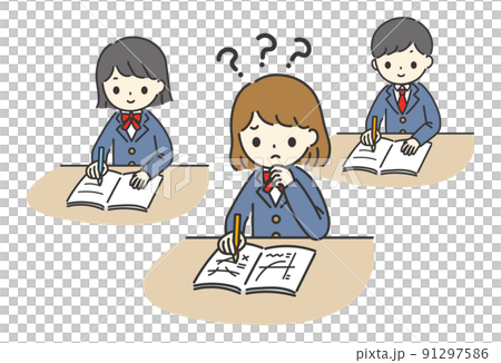 授業内容が理解できない女子学生_授業風景 91297586