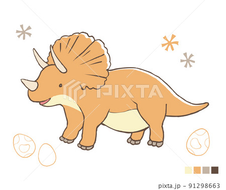 ぬいぐるみ風かわいいトリケラトプスのイラスト素材