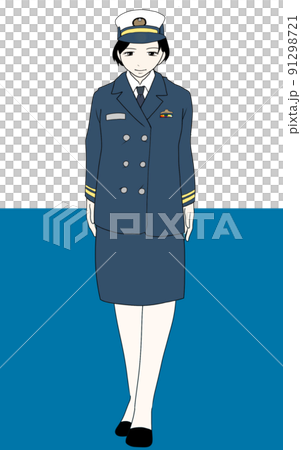Illustration of a smiling Maritime Self-Defense Force officer 91298721
