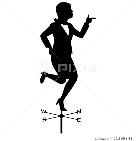 風見鶏な女性ビジネスマン 風見鶏な女性ビジネスマン 91299343