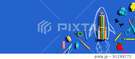 Back to school theme with a rocket Back to school theme with a rocket 91299772