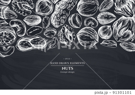 Monochrome design with chalk cashew, peanut, pistachio, etc. 91301101