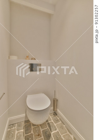 Bright minimalistic bathroom with modern design 91302257