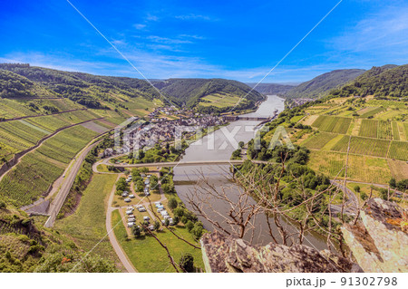 View of the wine village Neef near the Mosel loop Bremm 91302798