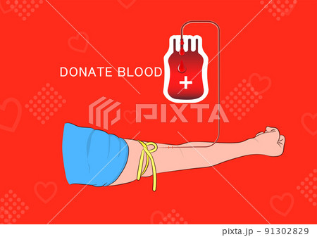 graphics image hand and blood bag concept donate blood vector illustration 91302829