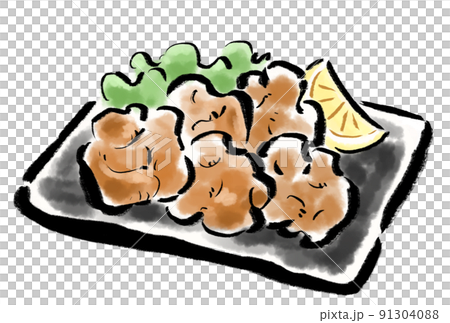 Illustration of fried chicken served on a plate Illustration of fried chicken served on a plate 91304088