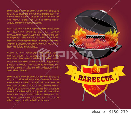 Hot BBQ Barbeque Party Poster Vector Illustration Hot BBQ Barbeque Party Poster Vector Illustration 91304239