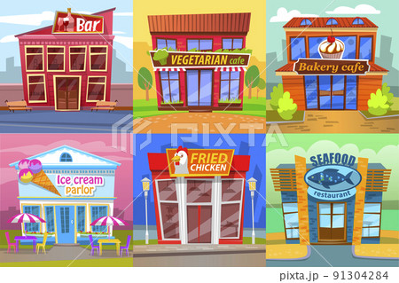Bar Vegetarian Cafe Restaurant Vector Illustration 91304284