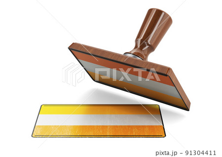Wooden stamper, seal with Disability flag, Overcoming flag or Flag of the Rights of Persons with Disabilities, 3D rendering Wooden stamper, seal with Disability flag, Overcoming flag or Flag of the Rights of Persons with Disabilities, 3D rendering 91304411