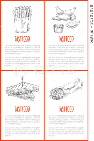 Fast Food French Fries Set Vector Illustration 91305058