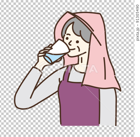 水分補給 熱中症 熱中症対策 女性 イラスト 水分補給 熱中症 熱中症対策 女性 イラスト 91305490