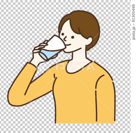 水分補給 熱中症 熱中症対策 女性 イラストのイラスト素材