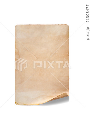 An old crumpled piece of paper. Copy space. Isolated on white An old crumpled piece of paper. Copy space. Isolated on white 91308477