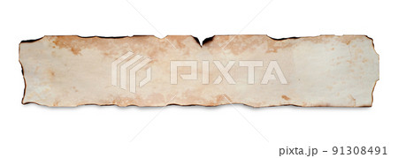 An old crumpled paper scroll. Copy space. Isolated on white 91308491