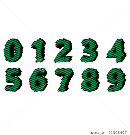 Stripped set of numbers isolated on white background. 91308497