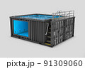 3d Rendering of Converted old shipping container into swimming pool, clipping path included 91309060