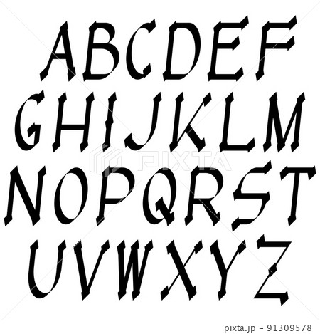 Modern gothic style font.Italic vector typeset isolated on white background. Modern gothic style font.Italic vector typeset isolated on white background. 91309578