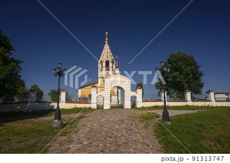 The Cathedral of the Blessed Virgin Mary in the village of Gorodnya in the Tver region in Russia. One of the oldest churches in Russia. High quality photo The Cathedral of the Blessed Virgin Mary in the village of Gorodnya in the Tver region in Russia. One of the oldest churches in Russia. High quality photo 91313747