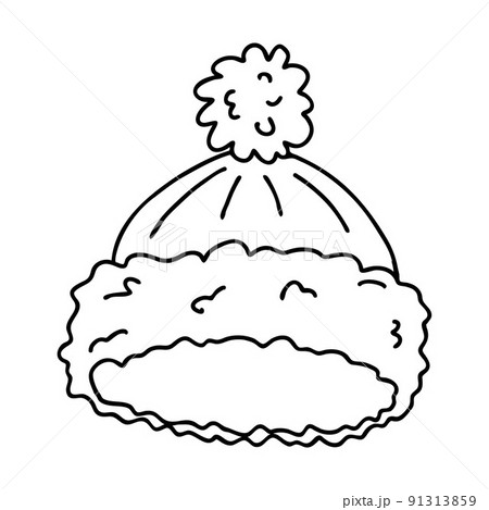winter hat black and white clipart
