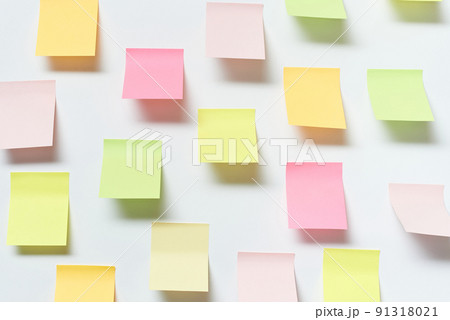 Sticky notes over white background. 91318021