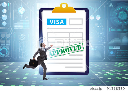 Visa application concept with businessman 91318530