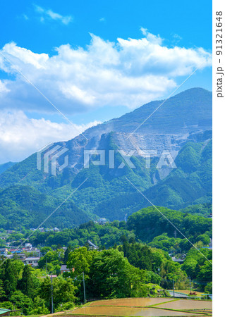 寺坂の棚田付近から眺めた武甲山 春の景色 新緑の季節 寺坂の棚田付近から眺めた武甲山 春の景色 新緑の季節 91321648