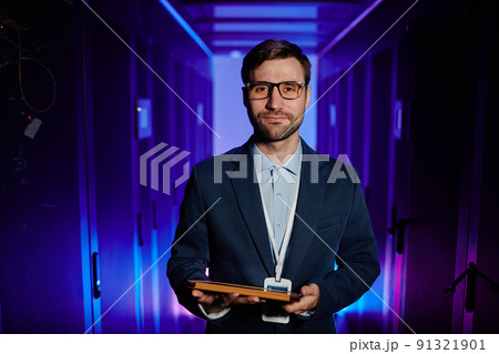 Male Technician in Server Room Male Technician in Server Room 91321901