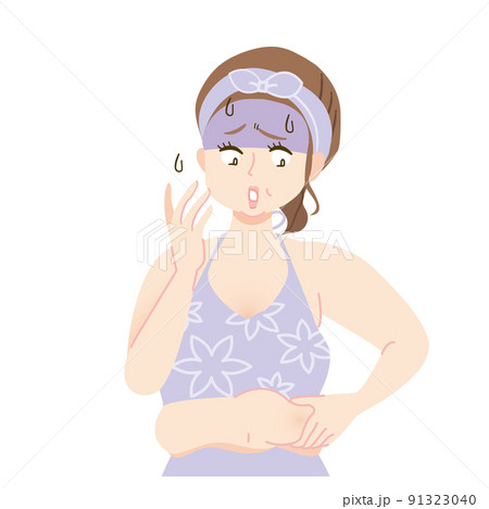 太ってショックを受ける女性のイラスト素材 太ってショックを受ける女性のイラスト素材 91323040