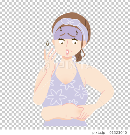 太ってショックを受ける女性のイラスト素材 太ってショックを受ける女性のイラスト素材 91323040