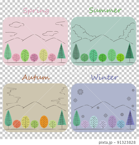 四季の風景のイラスト 背景カラーあり 四季の風景のイラスト 背景カラーあり 91323828