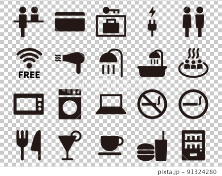 Accommodation icon set_monochrome 91324280