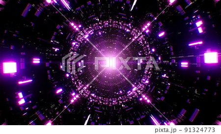 Shining Purple Flare Light in the Technology Tunnel 91324773