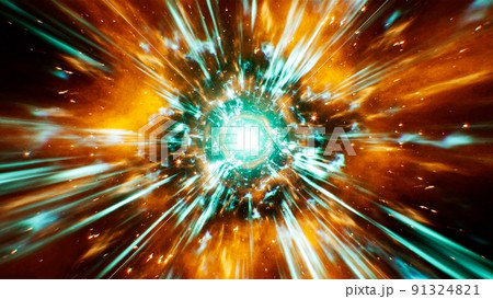 Cyan Light Streak Fire Explosion 91324821