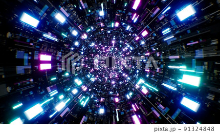 Glow Neon Technology Pattern Style Tunnelのイラスト素材 [91324848] - PIXTA
