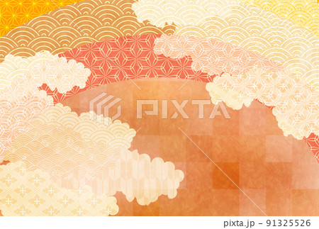 秋　和柄　和紙　背景 91325526