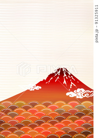 富士山　和柄　秋　背景 91325911