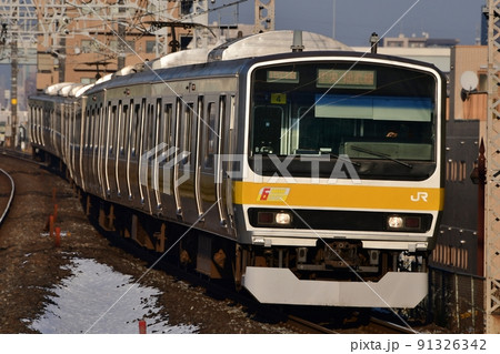 E231系0番台中央・総武線 4M6T 6ドア車組込み時代 総武線内の写真素材