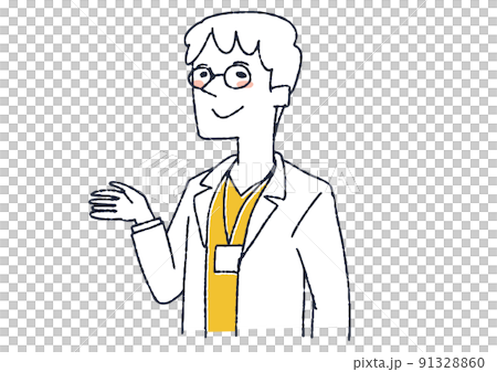 一位穿白大褂的醫生，用各種面部表情指導醫務人員 91328860