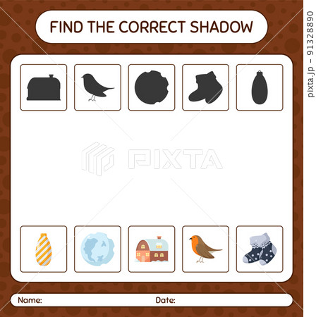 Find the correct shadows game with christmas icon. worksheet for preschool kids, kids activity sheet Find the correct shadows game with christmas icon. worksheet for preschool kids, kids activity sheet 91328890