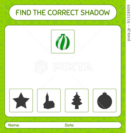Find the correct shadows game with christmas ornament. worksheet for preschool kids, kids activity sheet Find the correct shadows game with christmas ornament. worksheet for preschool kids, kids activity sheet 91328909