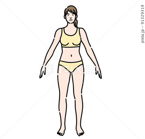 Skinny young woman in underwear - Stock Illustration [91329318] - PIXTA