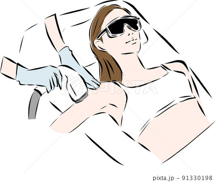 脱毛サロン　脱毛の処置を受ける女性 91330198