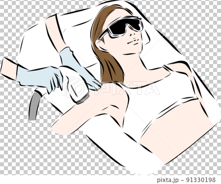 脱毛サロン　脱毛の処置を受ける女性 91330198