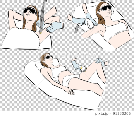 Hair Removal Salon Women undergoing hair removal treatment Hair Removal Salon Women undergoing hair removal treatment 91330206