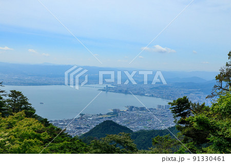比叡山から見た絶景の琵琶湖 91330461