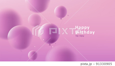 Happy Birthday pink greeting card with round 3d balloons Happy Birthday pink greeting card with round 3d balloons 91330905